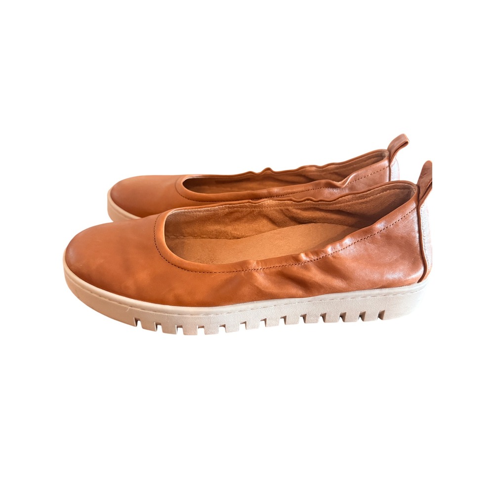 Vionic Uptown Ballet Flats Womens 9 Cognac Leather Orthotic Comfort Shoes - Picture 3 of 14
